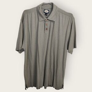 Tommy Bahama Mens Shirt Sz L Silk Blend Polo Short Sleeve‎ Casual Olive Green